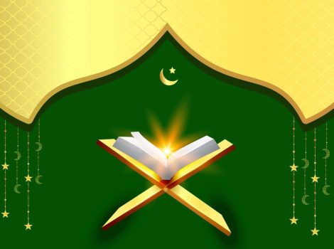 elegant-islamic-banner-with-green-background-and-holy-quran-free-vector